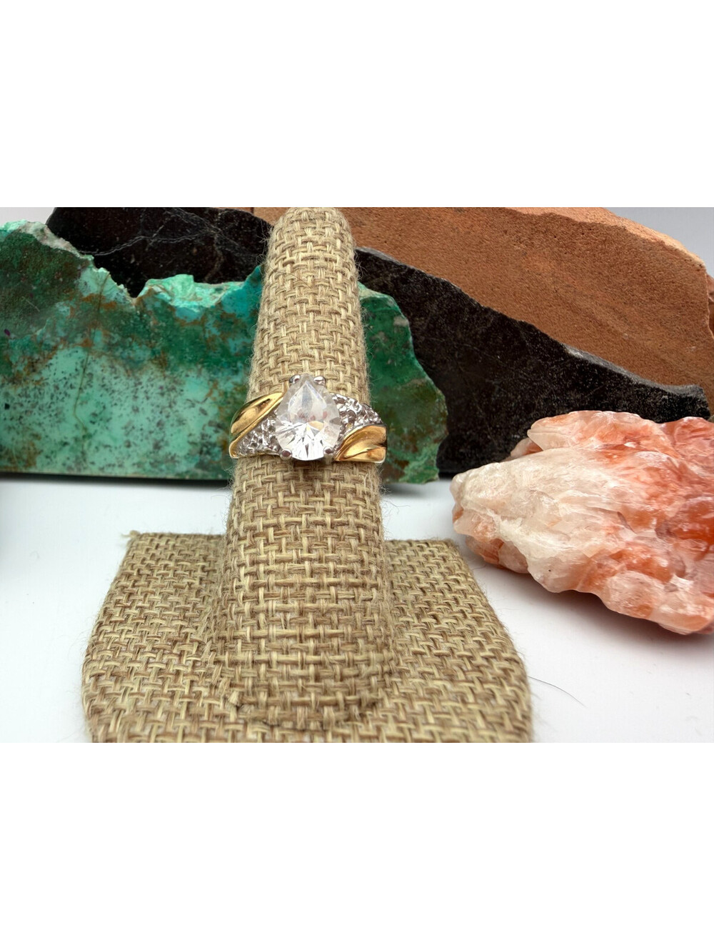 Vintage 18K CZ Diamond Gold Plated Ring